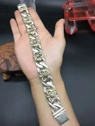 Asian old silver hand cast cool statue bracelet jewel gift