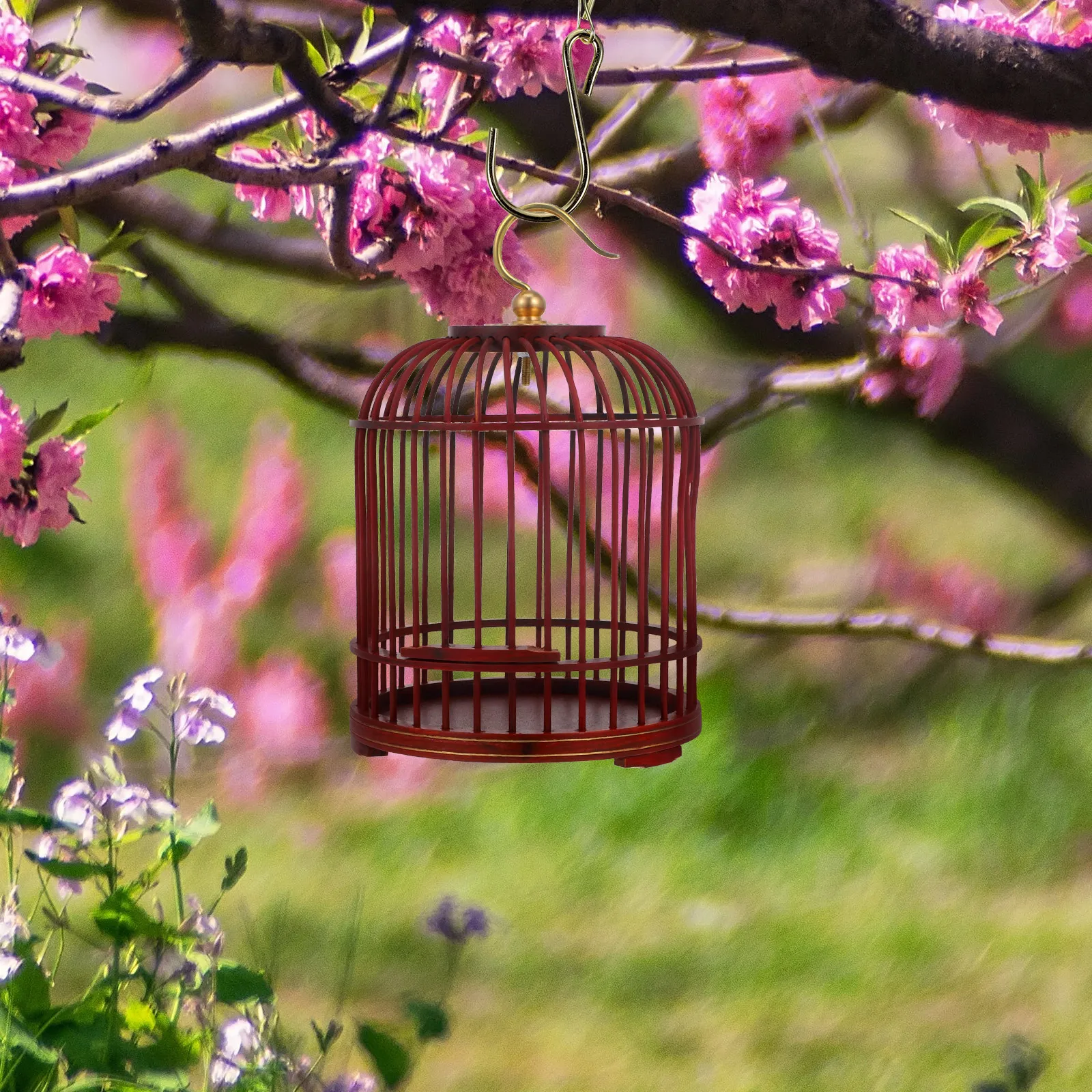 

Dome Shaped Wooden Pet Cage Birdcage for Crickets Hamsters Small Parrots Decorative Hanging Cage Large Capacity Comfortable Home