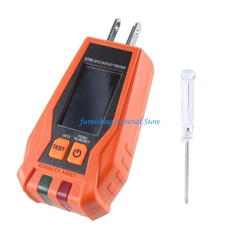 

Y5GD GFCI Outlet Tester Tester Tester для тестового тестера GFCI Electrical Outlets с ЖК -дисплеем Обнаружение общей проводки