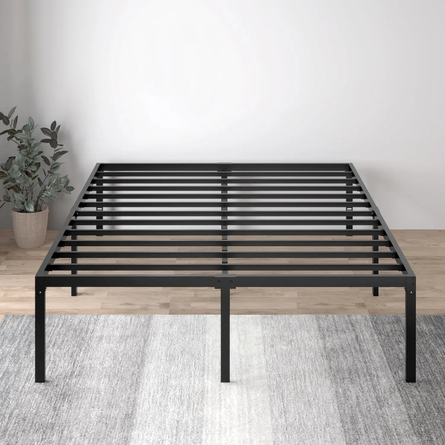 Sha Cerlin Heavy Duty Platform Bed Frame Queen Size, No Box Spring Needed, Slots For Headboard Attachment, Easy Assembly,