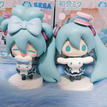 Anime Hatsune Miku rysunek Cinnamoroll figurki Miku Kawaii figurka Q-wersja Model lalki pcv dekoracja stołu zabawki prezenty