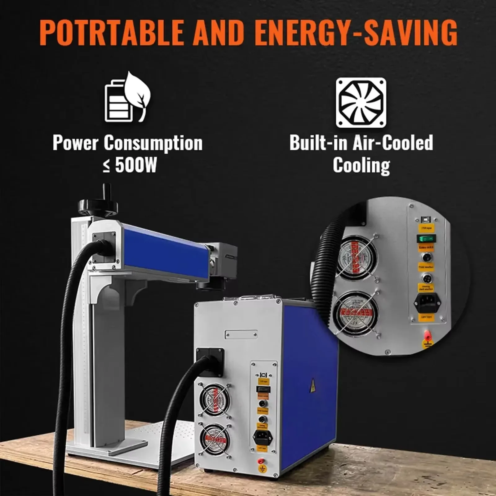 VEVOR Fiber Laser Marking Machine Laser Engraver 100W JPT Stainless Steel Cutting Gold Silver Ring Jewelry Engraving Machine