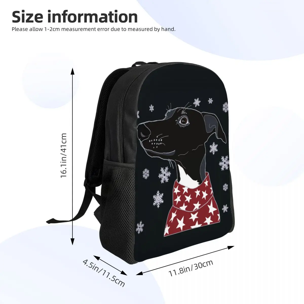 Cute Winter Whippet Laptop zaino uomo donna Casual Bookbag per studenti delle scuole universitarie Lurcher Greyhound Dog Bags