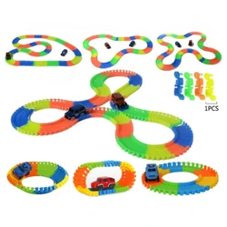 Kids Puzzle Luminous Track Car Racing Free Assembly Graphic Flexible Track Diy Toys