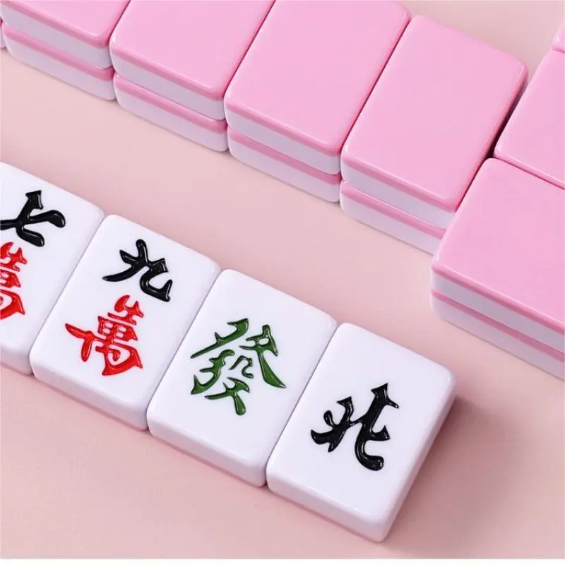 24mm Mini-Mahjong Tile Set Mini Mahjong Portable Travel Board Game Chinese Mahjong Set Small Size Mahjiang Tiles Card Game