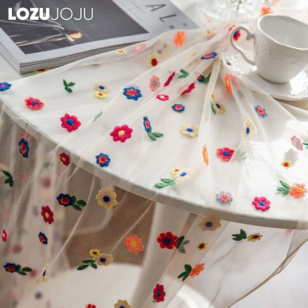 

LOZUJOJU Lace Embroidered Tulle Tablecloth Elegant Wedding Party Decor 1PC