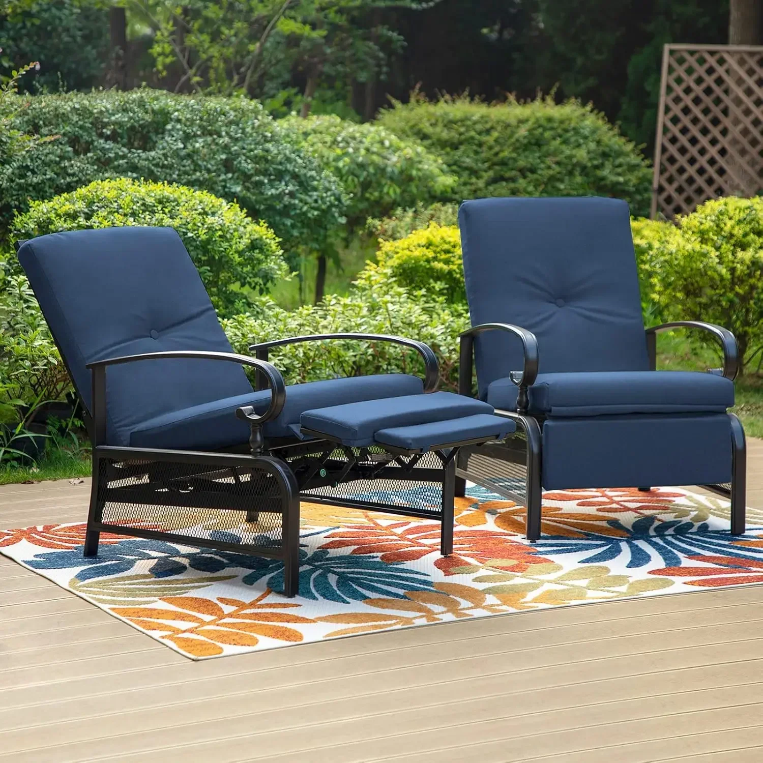 

Outdoor Recliner Chairs Set of 2, Oversized Patio Recliners Metal Chaise Lounge Outdoor Chairs Zero Gravity