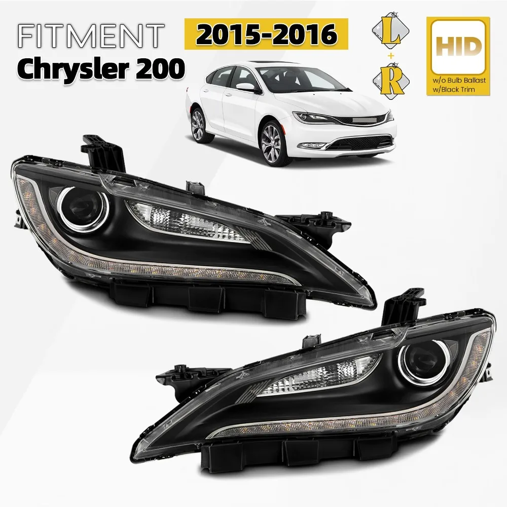 

Ксеноновые фары HID для Chrysler 200 2015-2017 гг. с LED DRL и черной отделкой, левая+правая