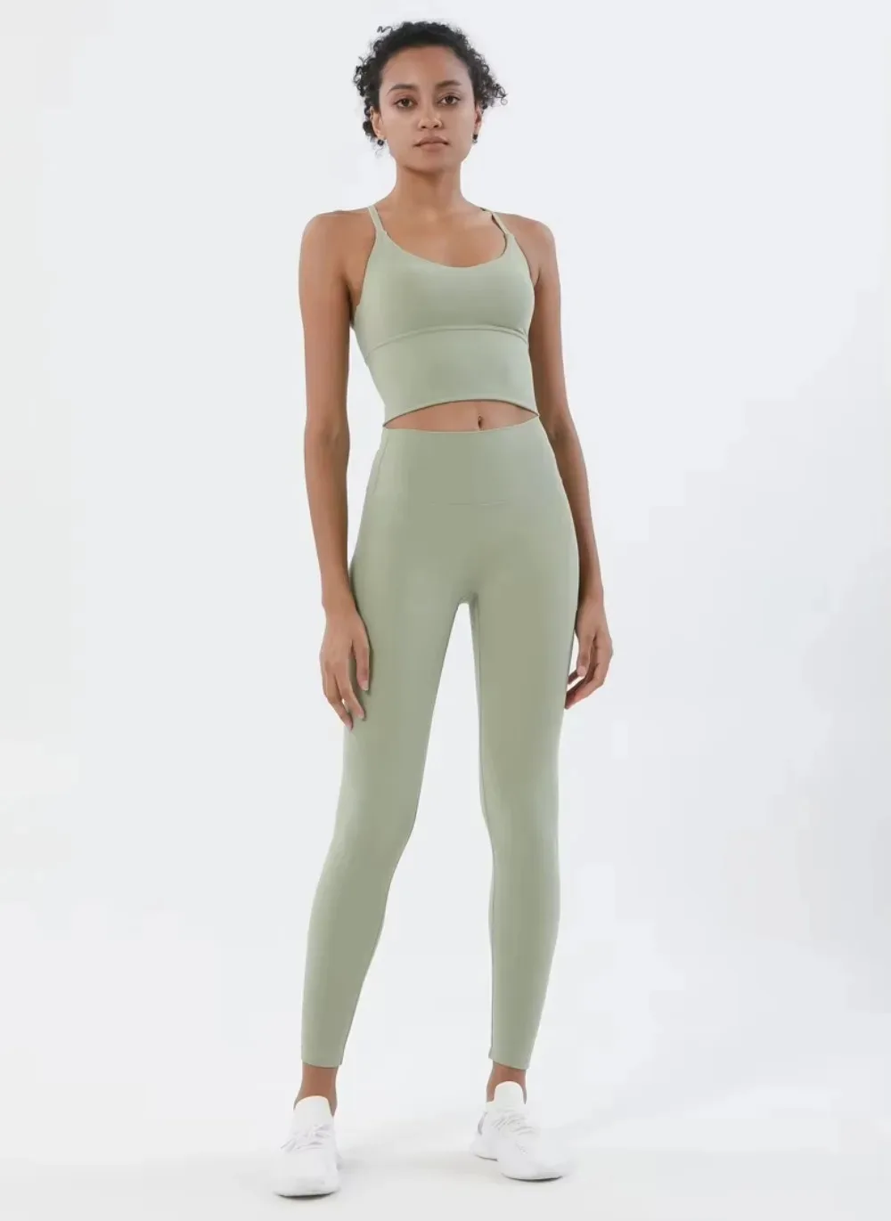 Damen Naked Feeling 2-teiliges Fitness-Set – nahtloser Sport-BH und Leggings mit hoher Taille, stoßfeste, atmungsaktive Fitness-Kleidung, S-XL – Detail 19