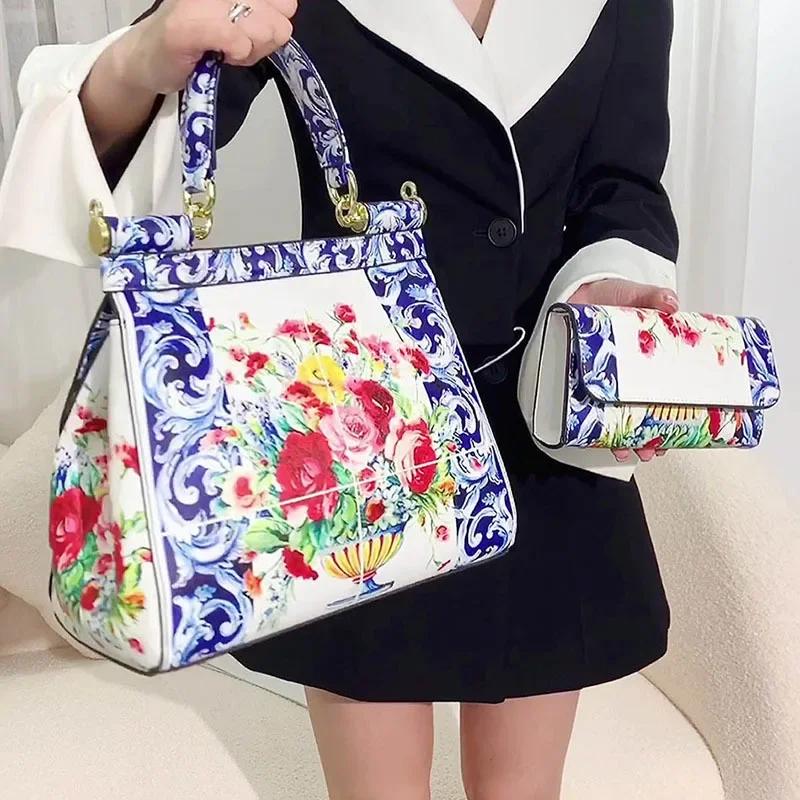 2024 Classic Crossbody Bags Women Frame Handbag And Purse Suit Europe America Printing Shoulder Totes Ladies Bag Bolsa Feminina