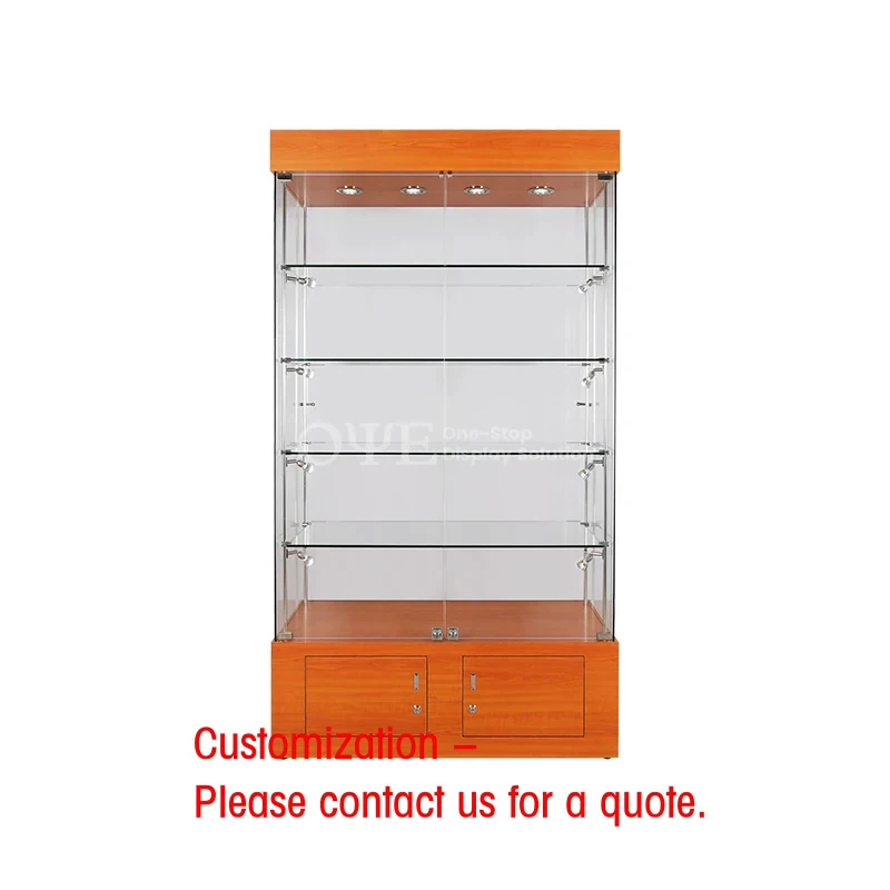 

custom.Factory Price Wall Glass LED Display Cabinet Showcases Smoking Shop Vitrines Showcases with Lock