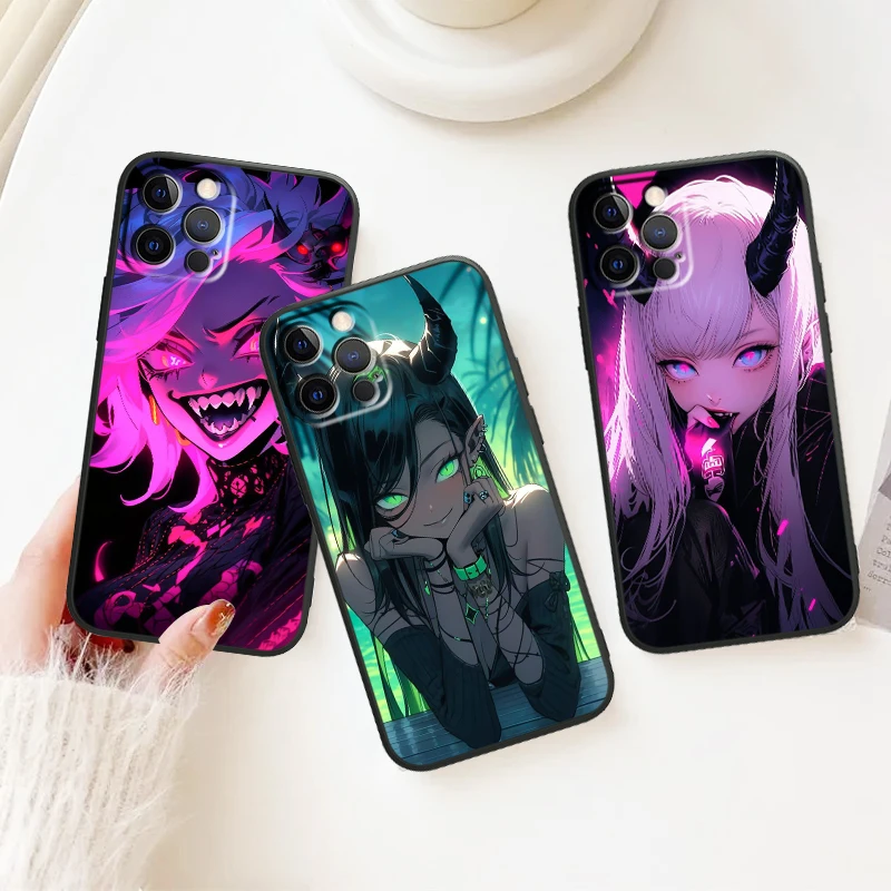 Arknights demon girl For iphone 15 14 13 12 11 8 7 6 6S XS X MAX XR mini Plus Pro Max new Black Phone Case