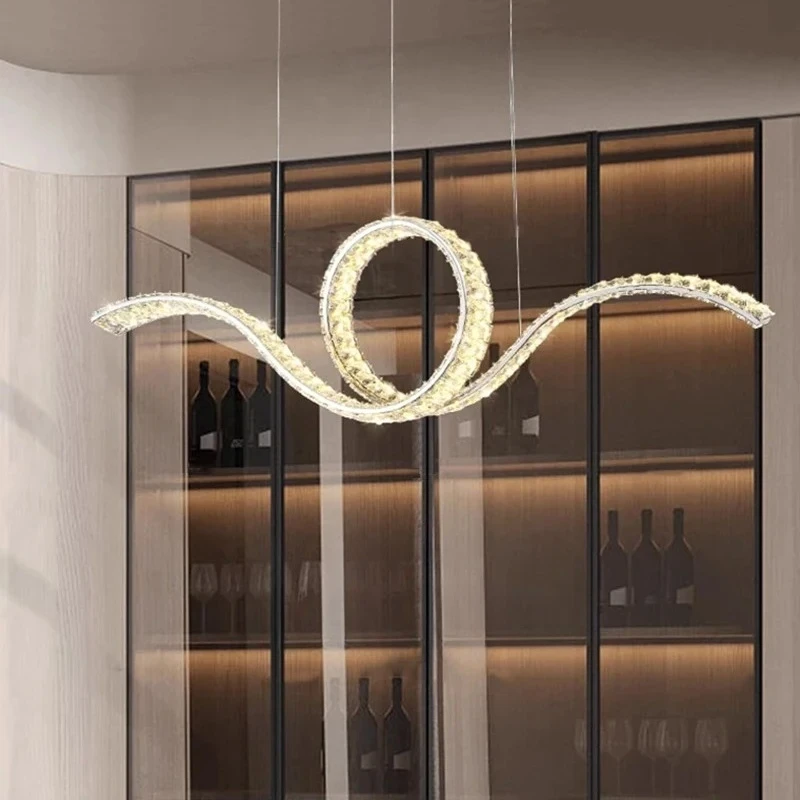 

MZISOSOD for Luxury Designer LED Crystal Chandelier for Dining Room Bar Indoor Ceiling Pendant Light Fixture Home Decor