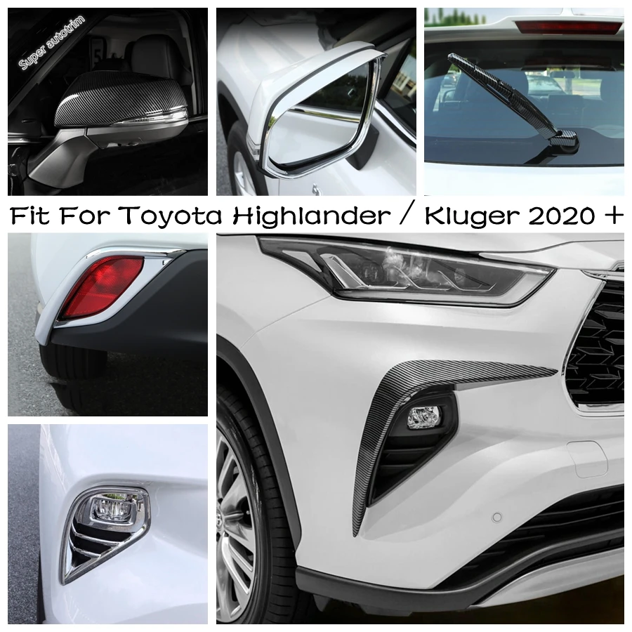 

Front Fog Lamp Eyebrow Wind Knife Rearview Mirror Cover Trim Chrome Exterior Parts For Toyota Highlander / Kluger 2020 - 2024