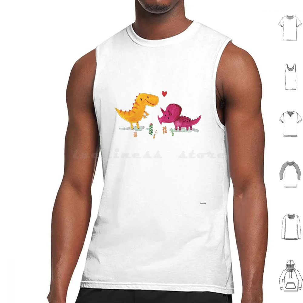 Opposites Attract Tank Tops Vest Sleeveless Dinosaur Dinosaurs Trex Tyrannosaurus Triceratops Love Valentine Valentines Heart