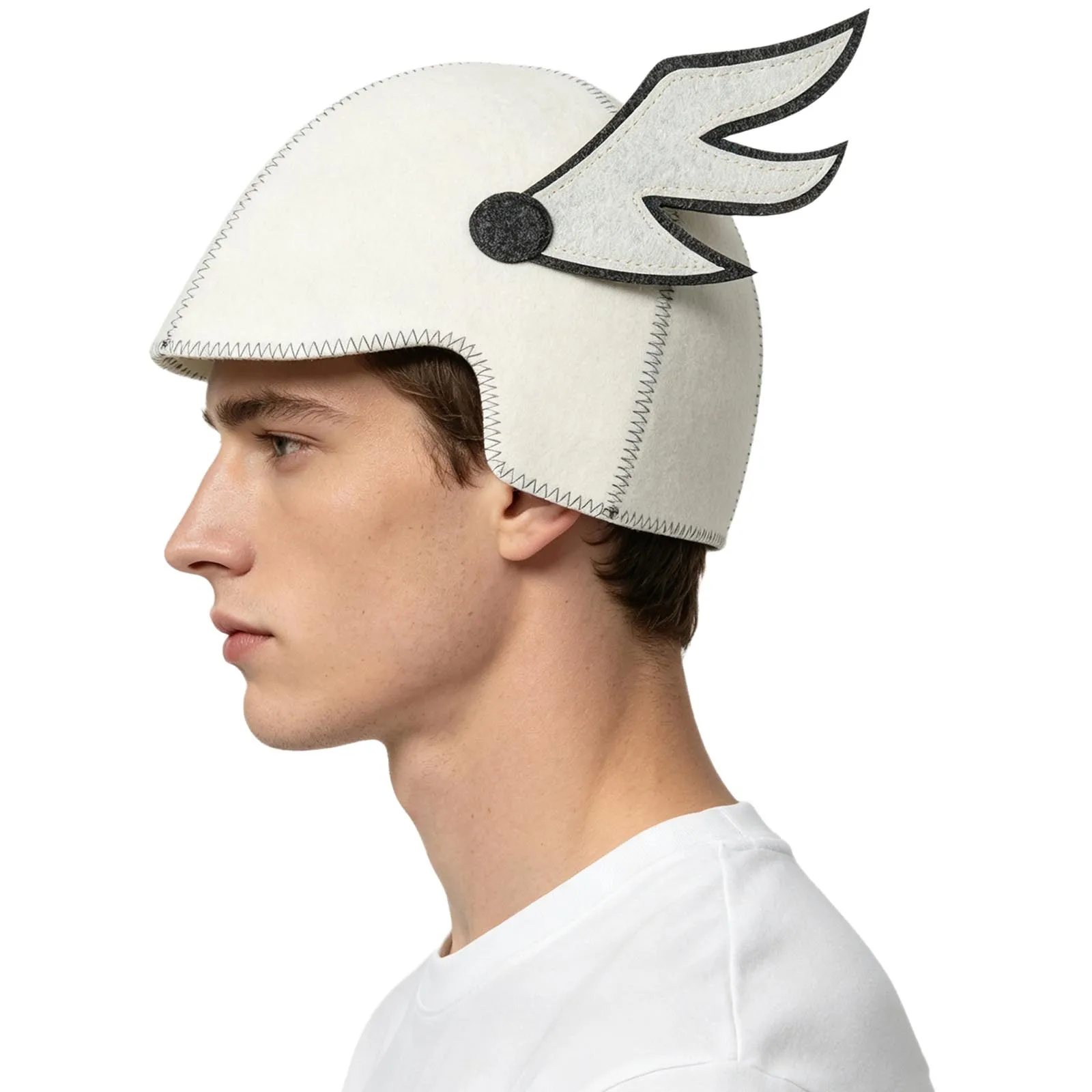 White Men Women Wing-shaped Sauna Hat Heat-insulating Felt Bath Cap for Steam Room Spa Casual Daily Life