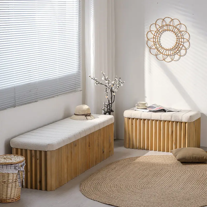 Solid wood bench, old retro shoe changing stool, shopping mall clothing store, stool homestay creative storage bench
