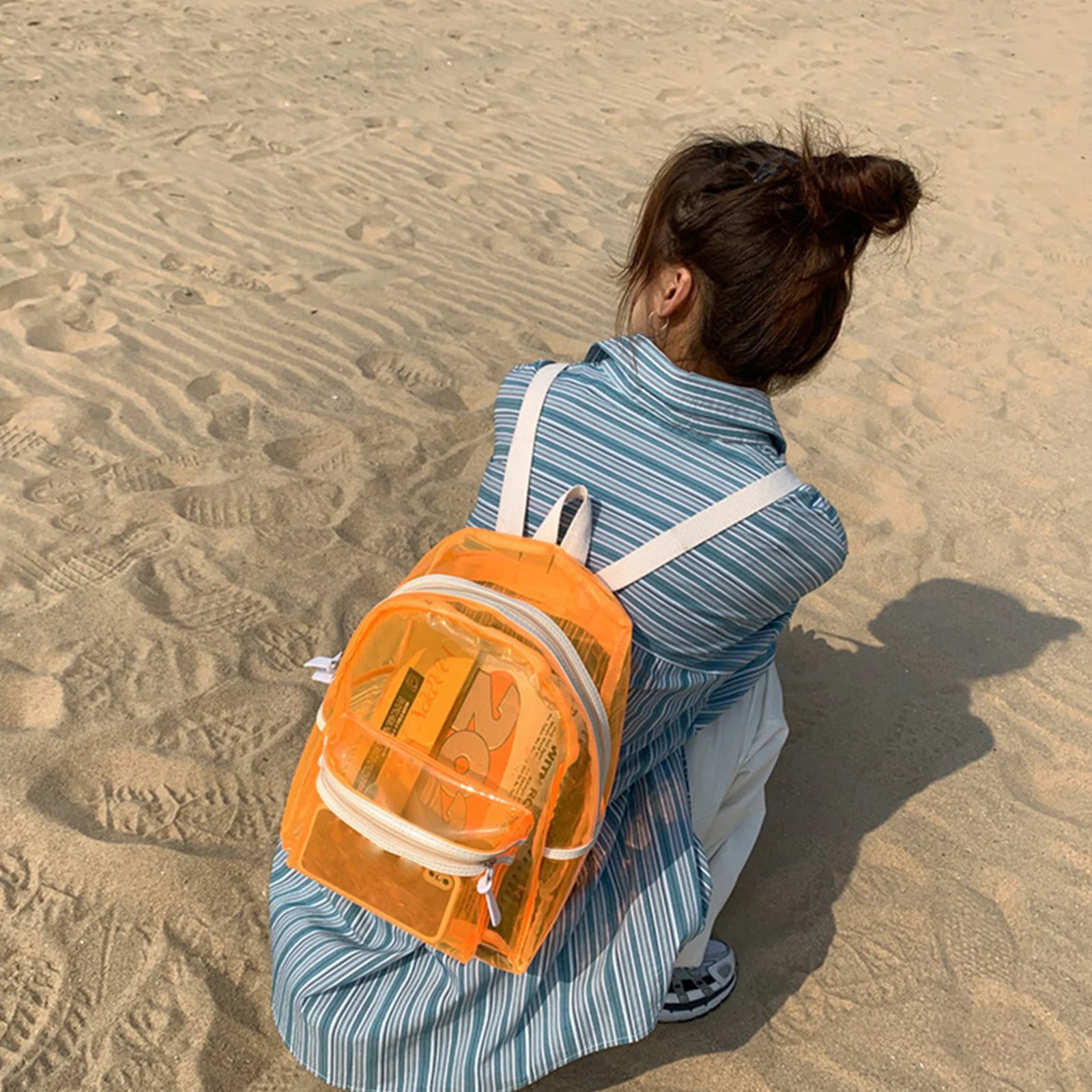 

Jelly Transparent Backpack Premium Delicate Clear Backpack Strong Wear Tear Resistance Ability Eye Catching Decor