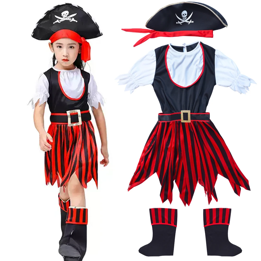 Girl Pirate Cosplay Costumes Masquerade Performance Suit Include Hat Boot covers Caribbean Pirate Captain Sailor Costumes