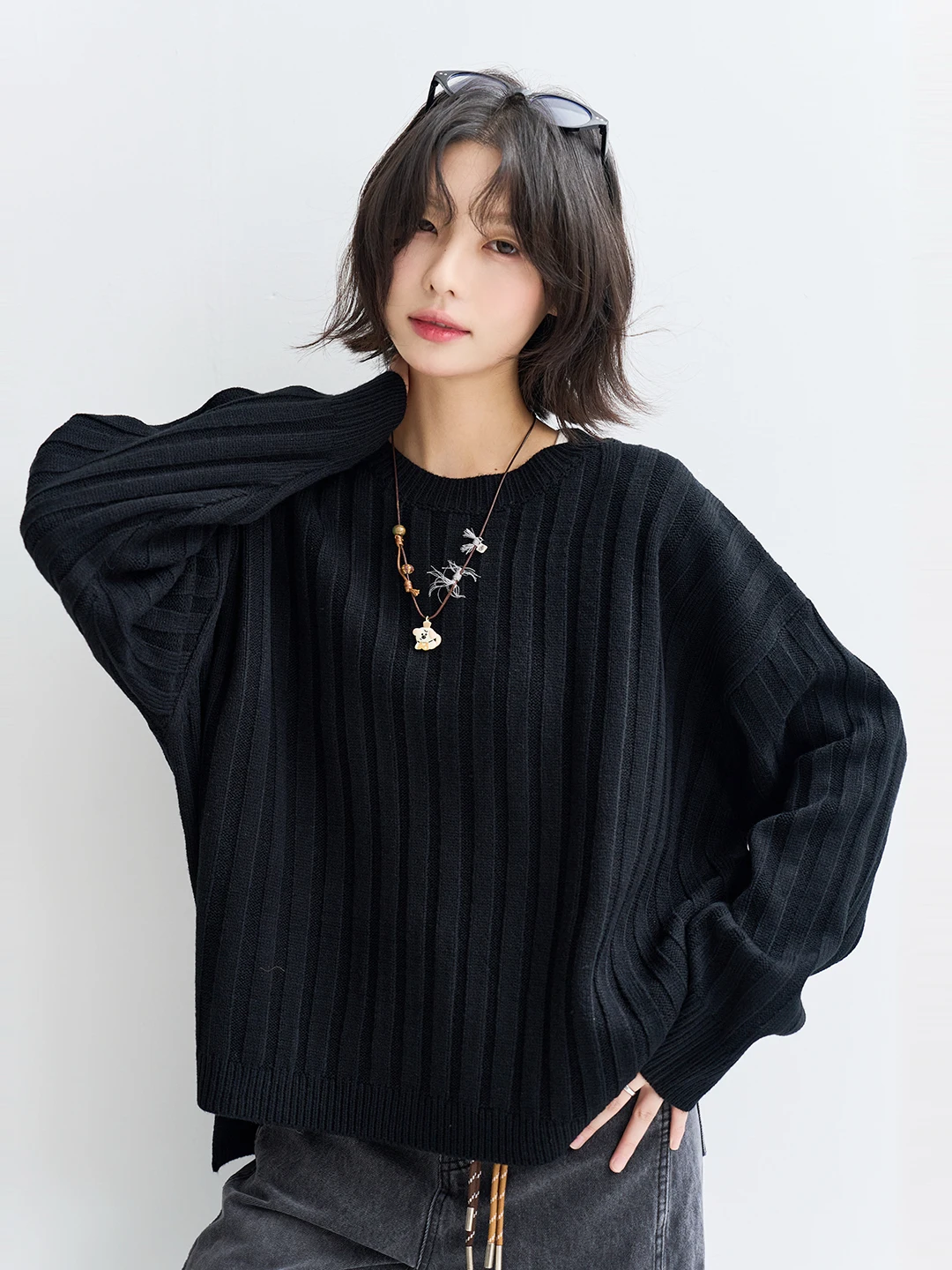 

Универсальный музей авитации, женский свободный вязаный свитер, круглый пуловер Ne, цветной топ, осеннее новое поступление