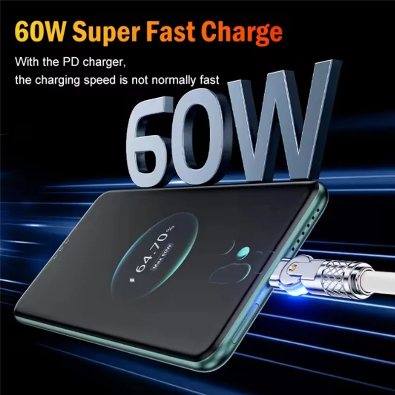 Y45A-180° Swivel Double Elbow Mech Data Cable Type-C To Type-C Fast Charging & Data Transfer Cable For Tablets And Laptops 2M