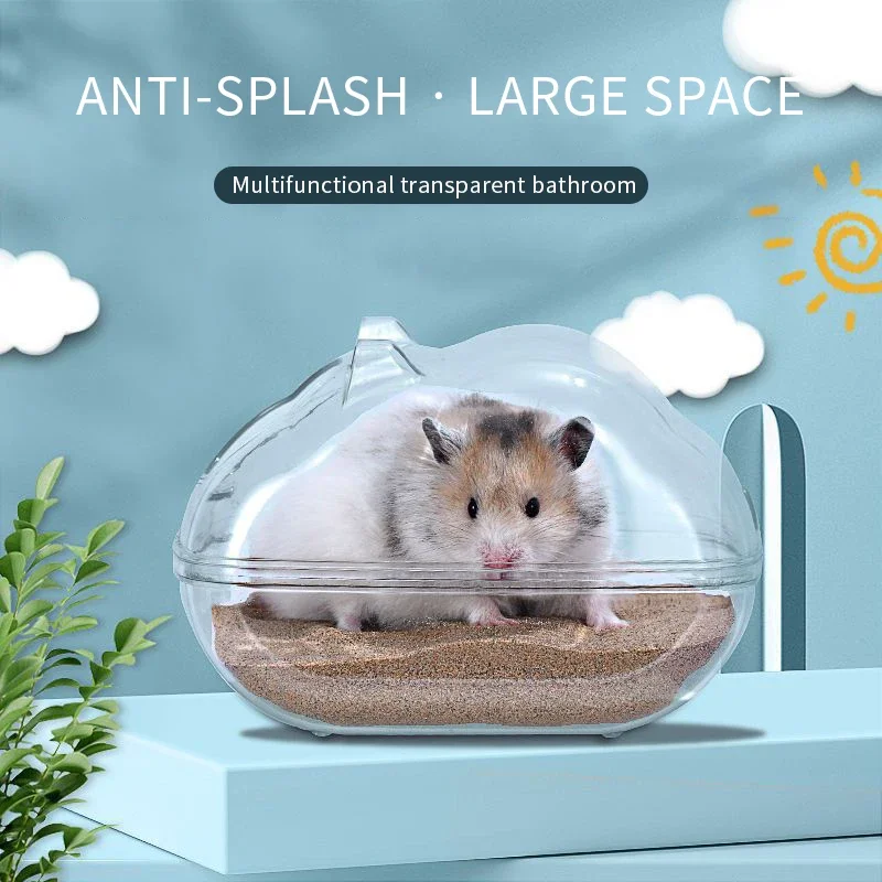 Hovedo Hamster Bathroom Transparent Hamster Mouse Pet Toilet Cage Box Bath Sand Room Toy House Small Pet Supply Accessories