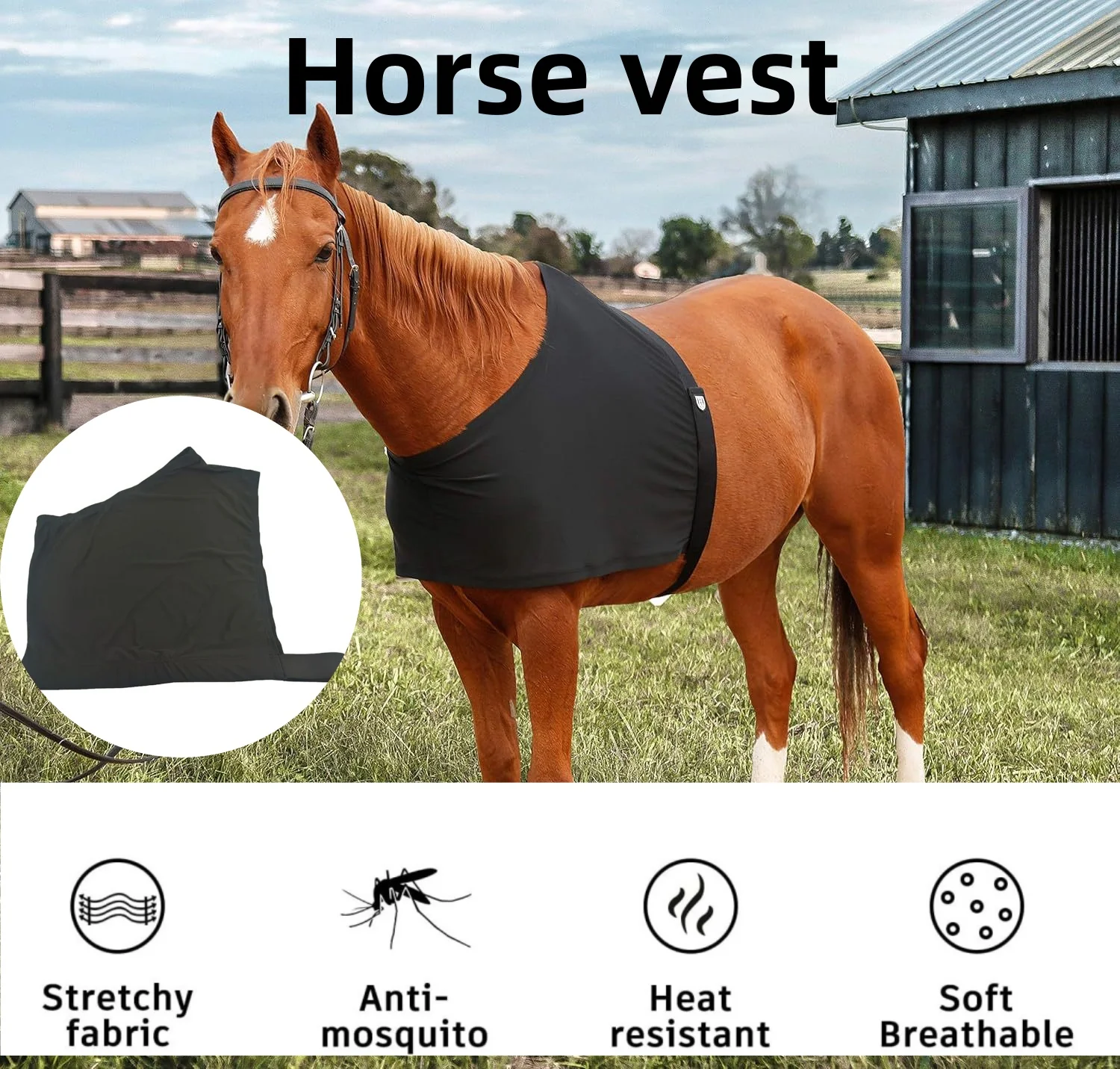 

Breathable Horse Shoulder Guard Stretch Heat-Insulating Anti-Rub Vest Chest Saver Bib for Horseback Riding Heart Protection