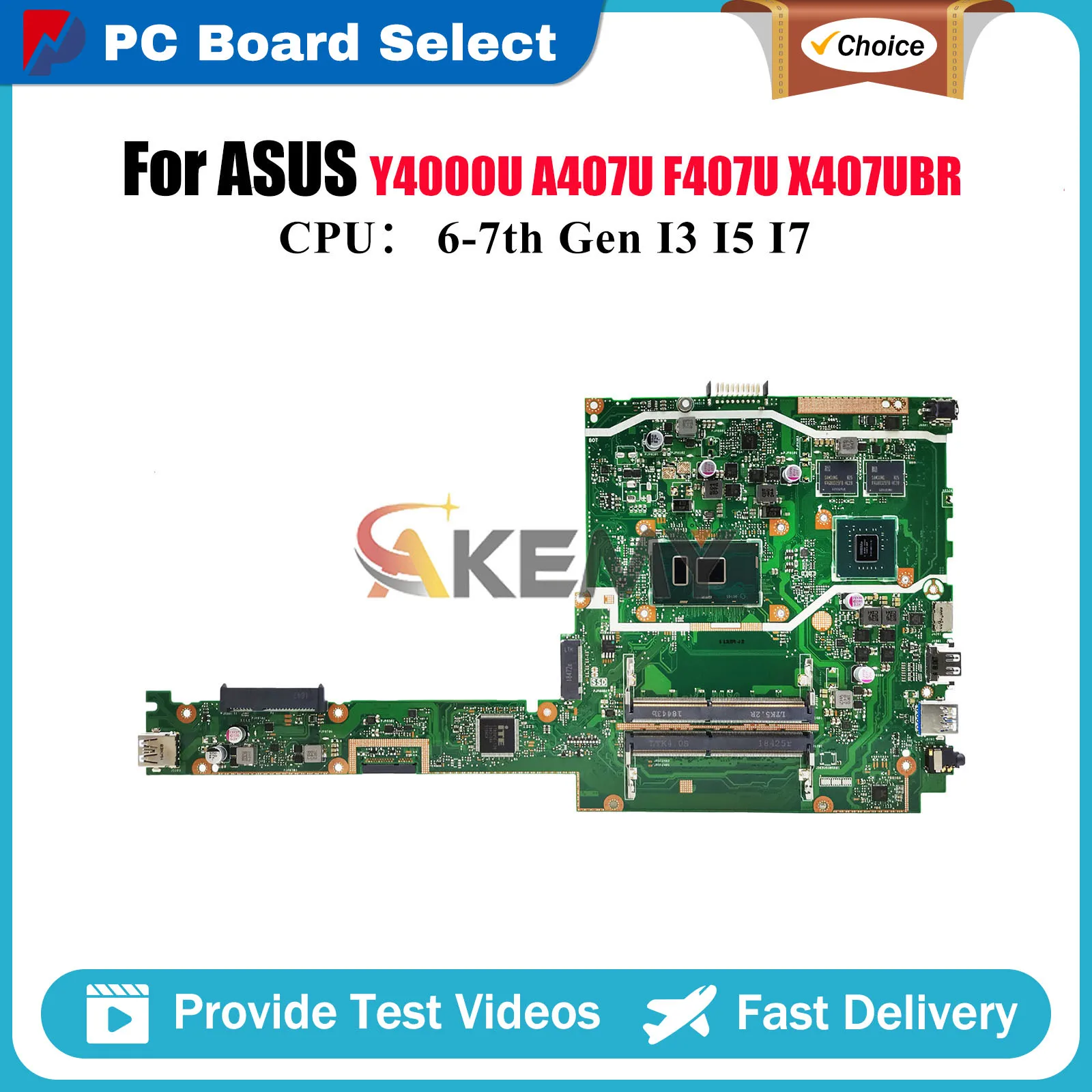 

X407UBR Laptop Motherboard For ASUS VivoBook X407UF X407UB A407U X407UV X407U F407U X407UAR Y4000U Mainboard With I3 I5 I7 CPU