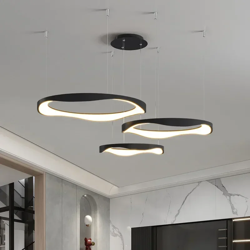 

Nordic Creative LED Chandelier Minimalist Black White Pendant Light Interior Decor Living Dining Room Loft Lighting Fixtures