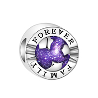 925 Sterling Silver Forever Family Purple Positioning Buckle Charm Fit Original Pandora Charms Bracelets Women DIY Jewelry Gift