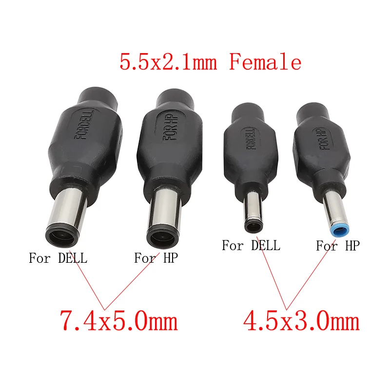 4.5 x 3.0mm / 7.4 x 5.0 mm Male Plug to 5.5 x 2.1mm Female Jack DC Power Supply Adapter Connector For DELL HP Notebook Laptop