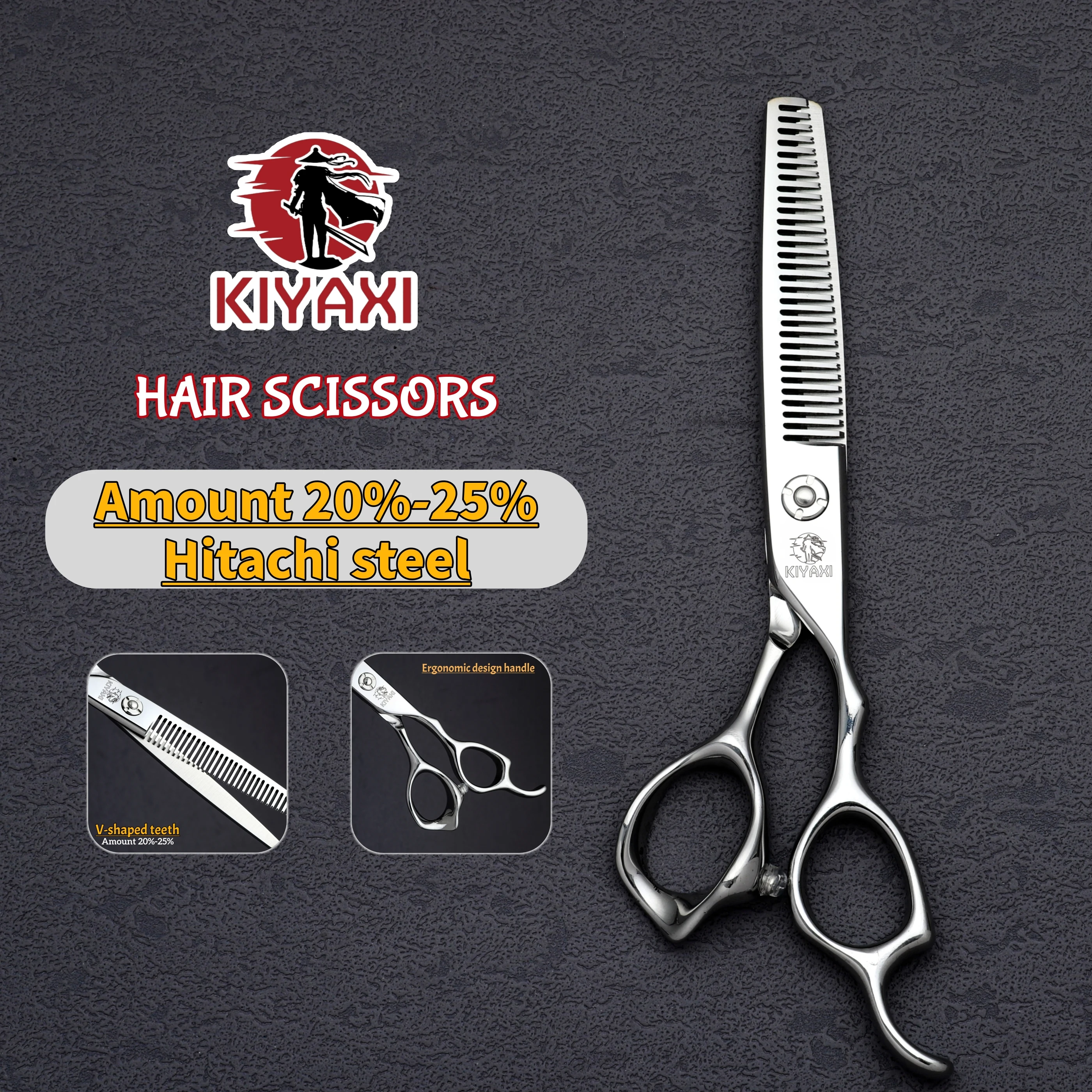MURASAKI 440C Steel Professional Hair Scissors, 6.0 Inch Hair Thinning Shears, Ergonomic Design Handle, High Quality Barber Mach