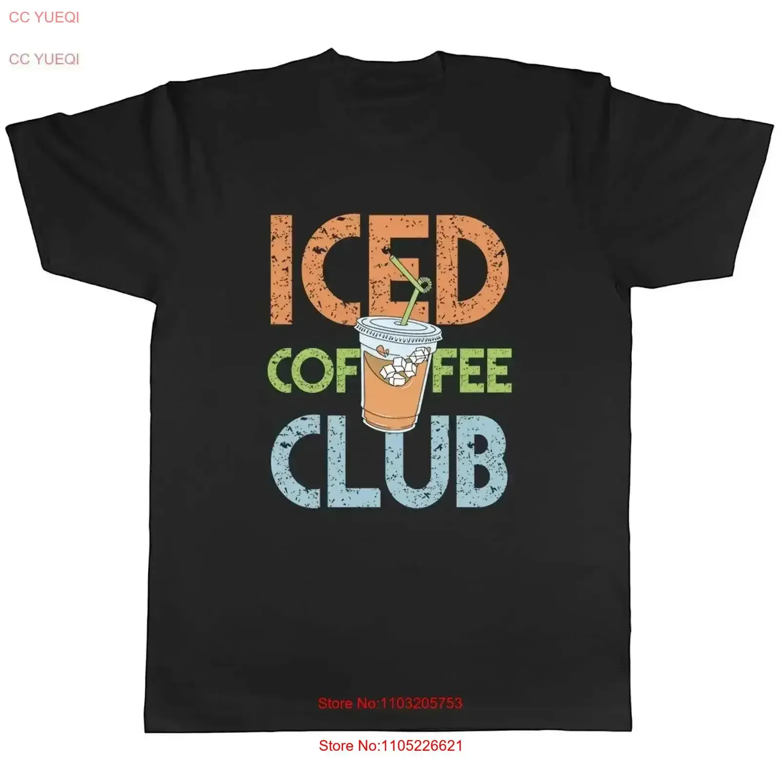 Ice Coffee Club Mens T Shirt Drinks Brew Dessert Like vintage Washed Versatile fashion Stretched Stylish Comfortable  vintage