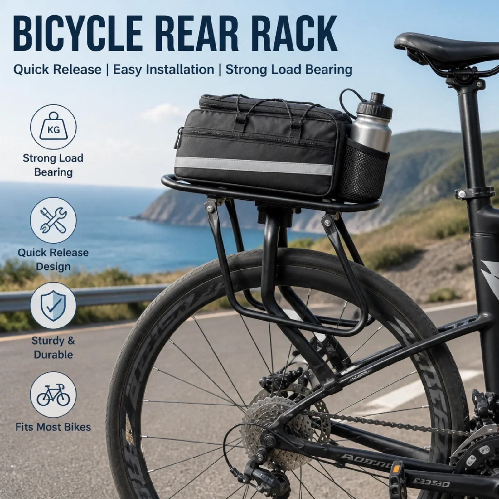 Cycling Commute - クイックリリースサイクルカーゴラック 取り付け簡単 シートポストマウント自転車ラック 通勤者向け高耐久クイックリリース荷物キャリア