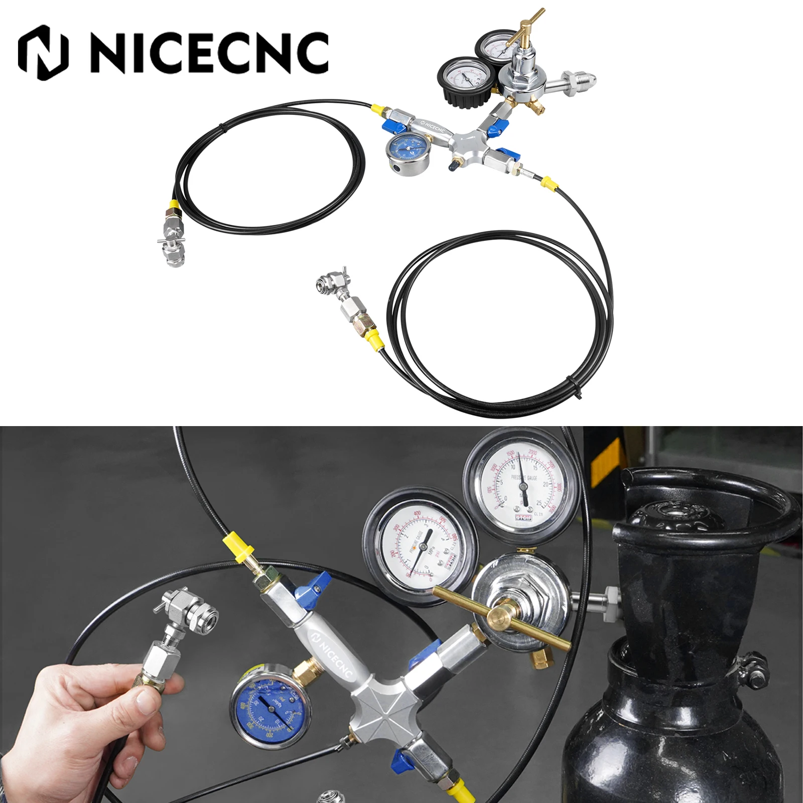 

Nitrogen Regulator Shock Fill Kit Shock Schrader Valve No Loss Chuck For Yamaha Raptor 700 Polaris Honda Suzuki Kawasaki ATV UTV