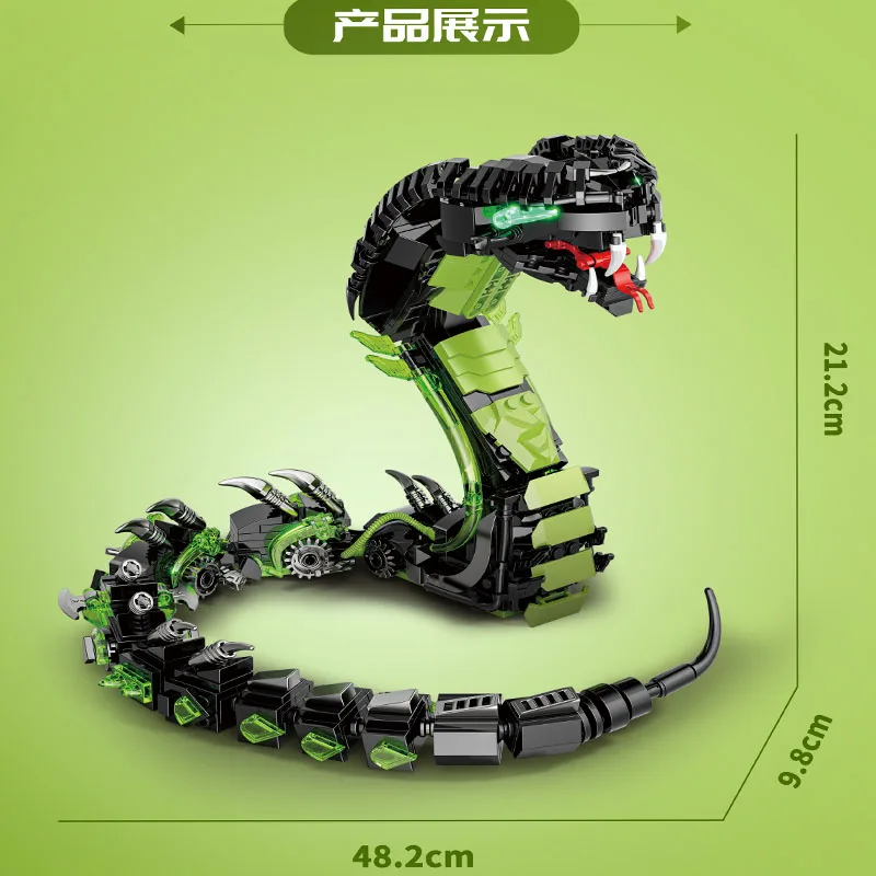 Cobra meccanico difficile da assemblare blocchi di costruzione Modello animale blocchi di costruzione giocattoli Ragazzi Regali di Natale
