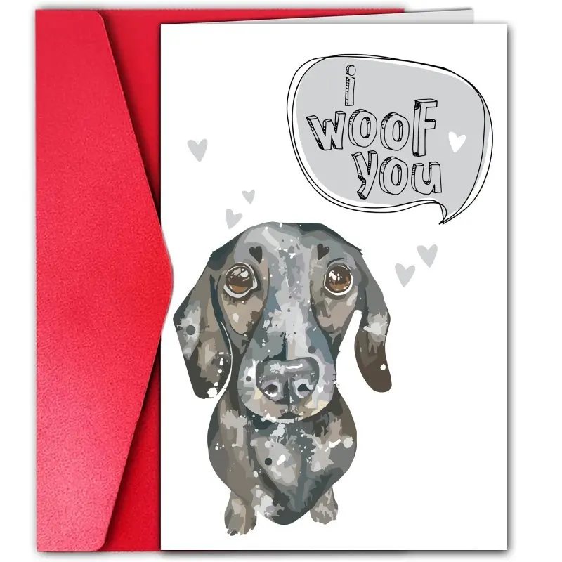 1pc, Sausage Dog Valentine's Day Card, I Woof you, Fun Love Card, Cute Holiday Gift Card, Suitable for Everyone