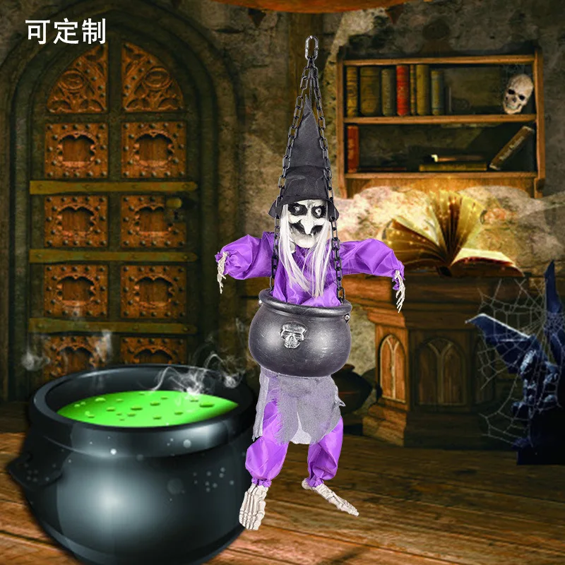 

Halloween Haunted Room Horror Scary Decorative Props Hanging Witch Kick Ghost Voice Control d