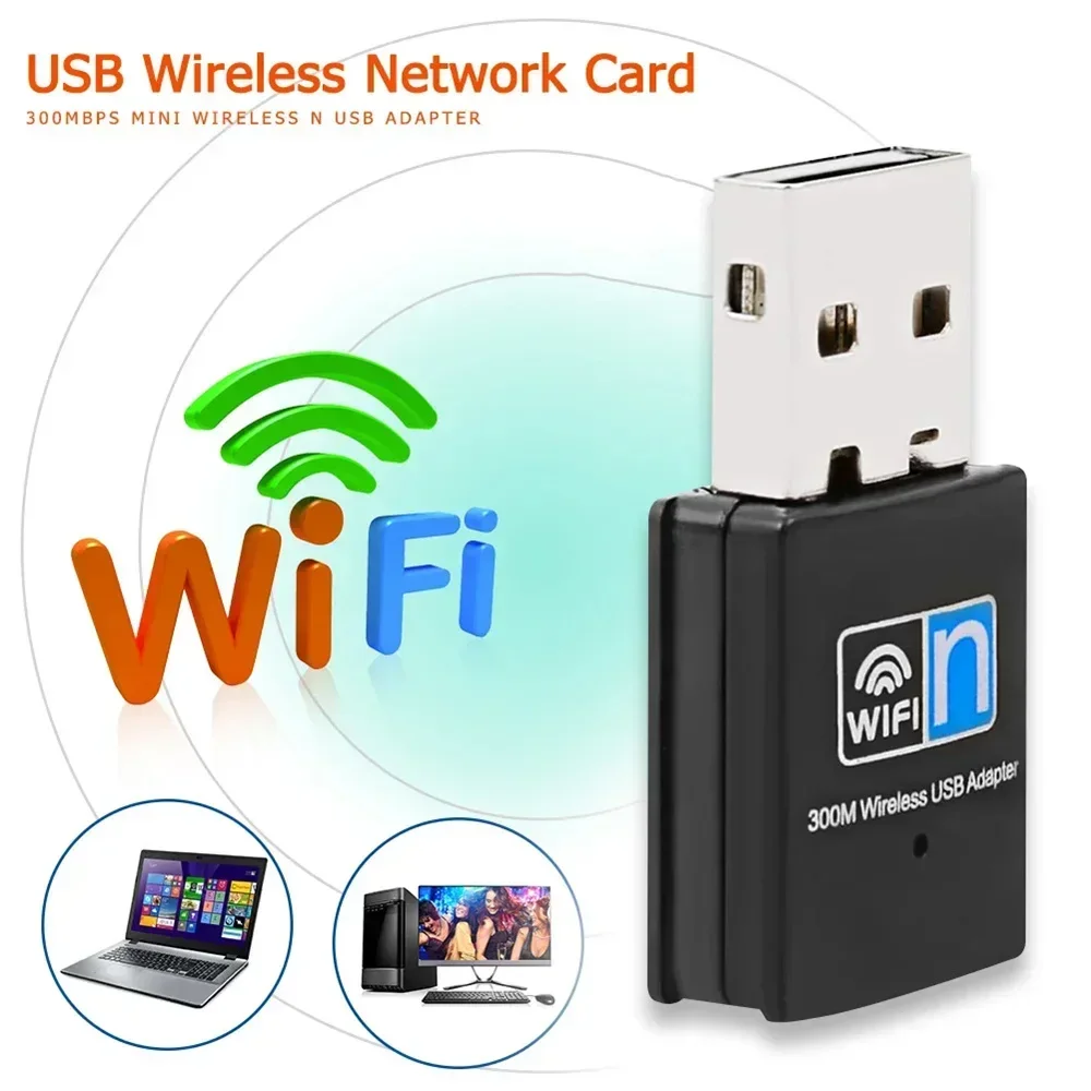 USB 2.0 Receiver Dongle Network Card 802.11N 300Mbps Mini Wireless USB Wifi Adapter For PC Desktop Laptop Windows MAC