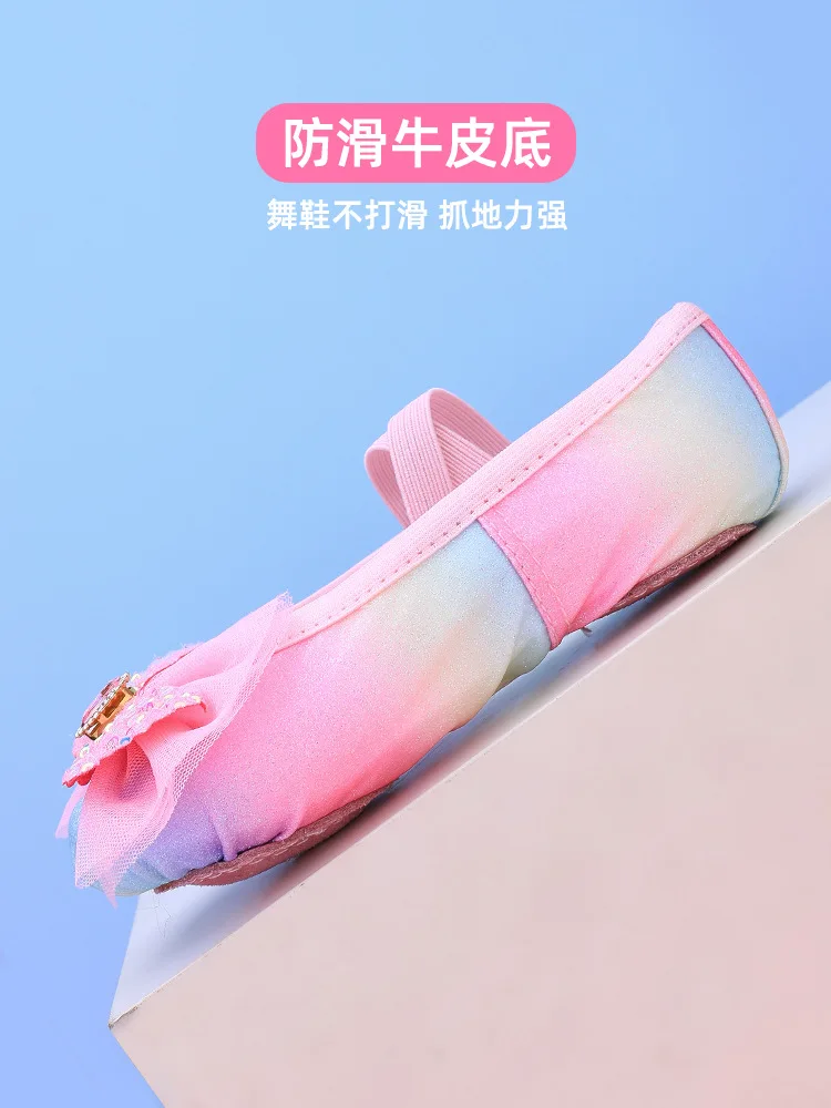 wing ballerina woman shoes girls Adult ballet things ballet core children\'s ballet sneaker pink Rainbow Gradient flat shoes