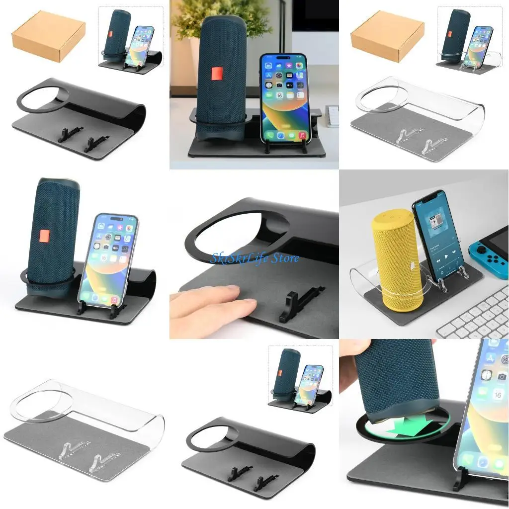 

E65E Desktop Speaker Stand Mount Acrylic Phone Holder for Flip5/6Speaker Storage Rack
