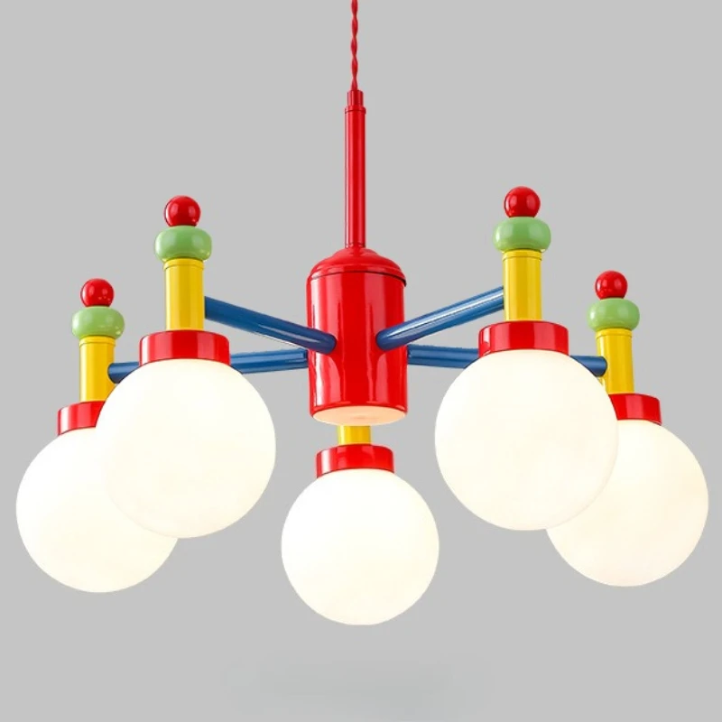 

Подвесные светильники в стиле Мемфис из кремового железа для кабинета и детской комнаты, атмосферные шарообразные люстры-макаруны