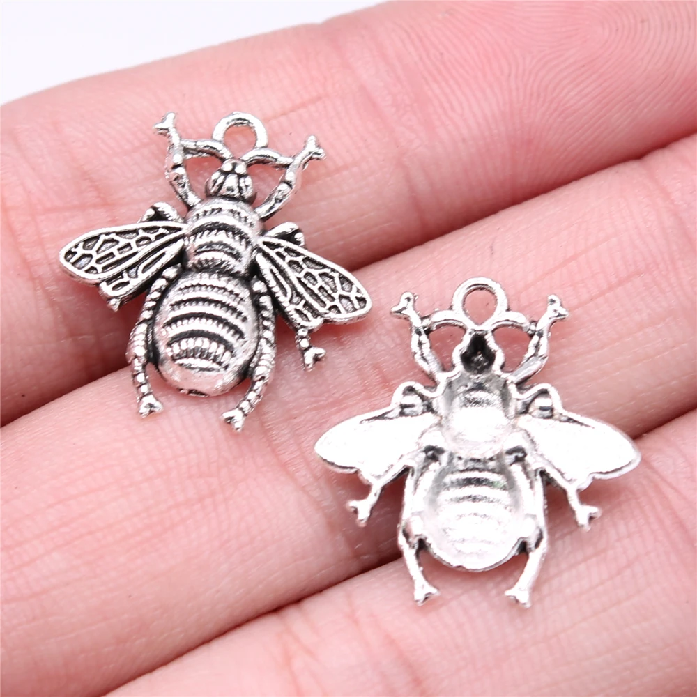 

Wholesale 150pcs/bag 21x20mm Bee Charms Wholesale For DIY Jewelry Making Antique Silver Color Charms Jewelry Findings