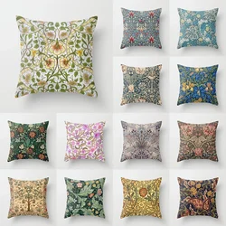 Vintage flower printed pattern cushion cover for home living room sofa decoration square polyester pillowcase