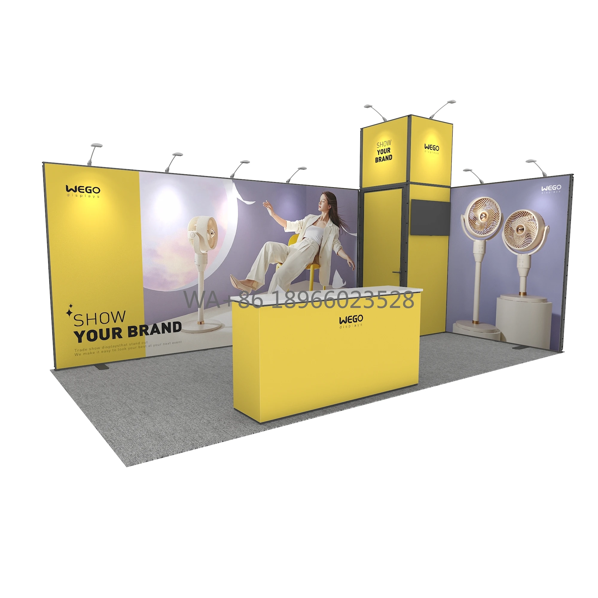 3x6  Modular  Aluminum Expandable Exhibition Booth with extra Height Storage Room 10x20 Trade Show Booth