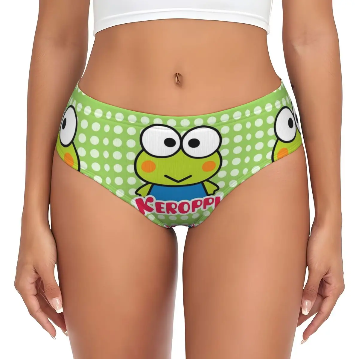 Custom Womens Kerokero Keroppi Panties Stretch Briefs Underwear