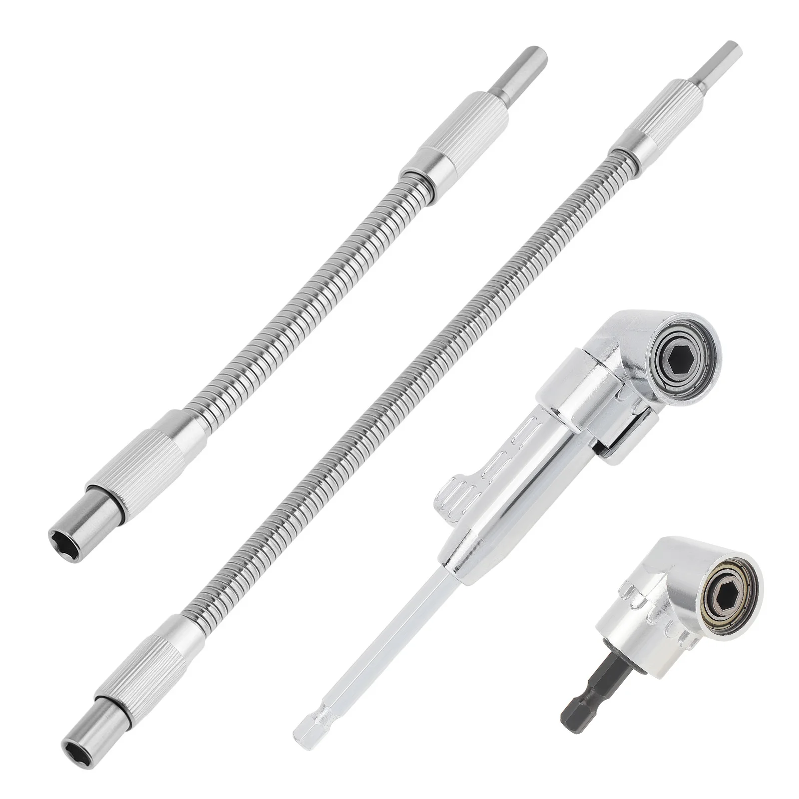 

4 in 1 Right Angle Drill Attachment Kit Screwdriver Drill Bit Extender Right Angle Drill Adapter Flexible Drill Bit Extensions