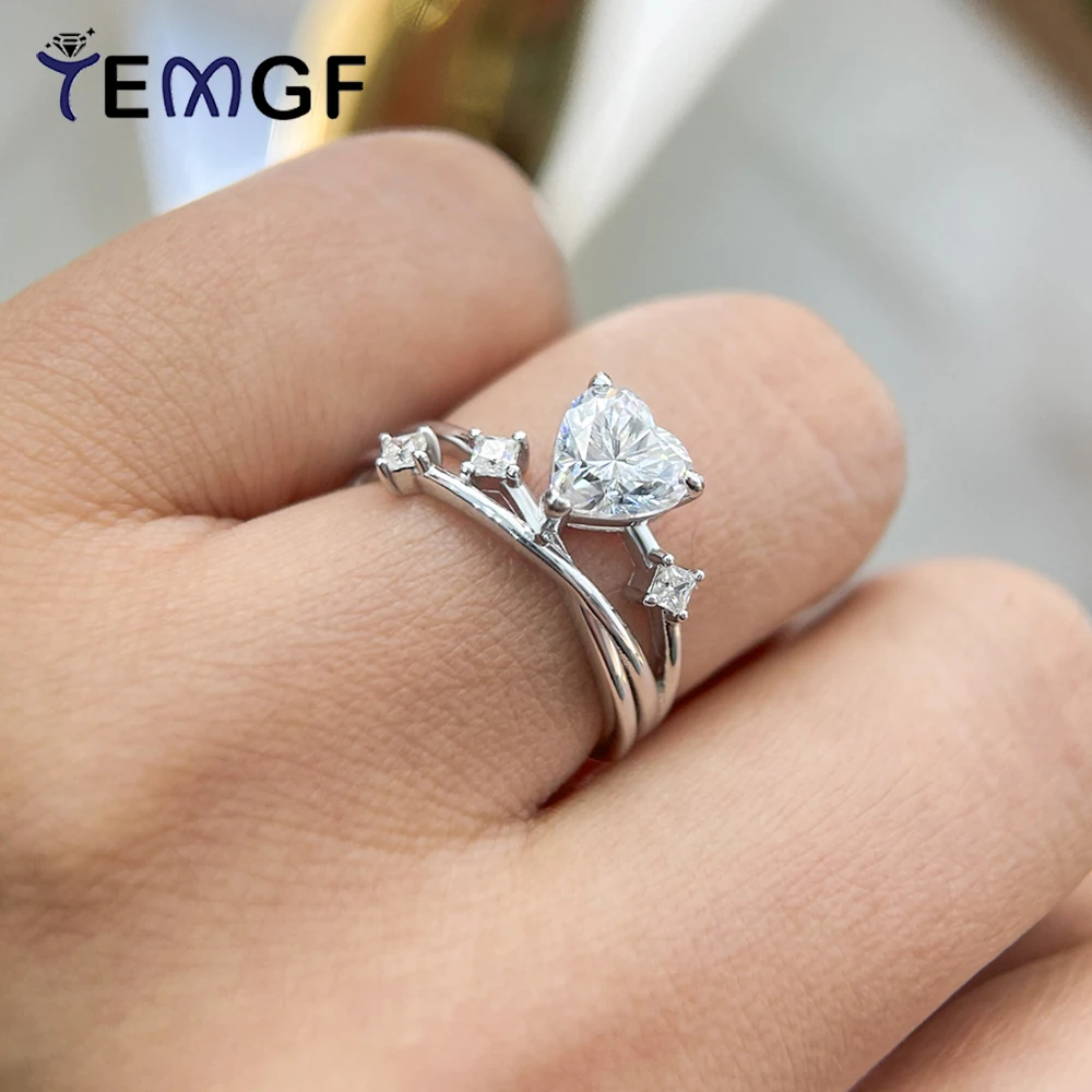 

Кольцо из стерлингового серебра TEMGF S925, цвет D, инкрустация муассанитом и GRA для женщин, модное элегантное кольцо для свадебной вечеринки, подарок для свидания и любви