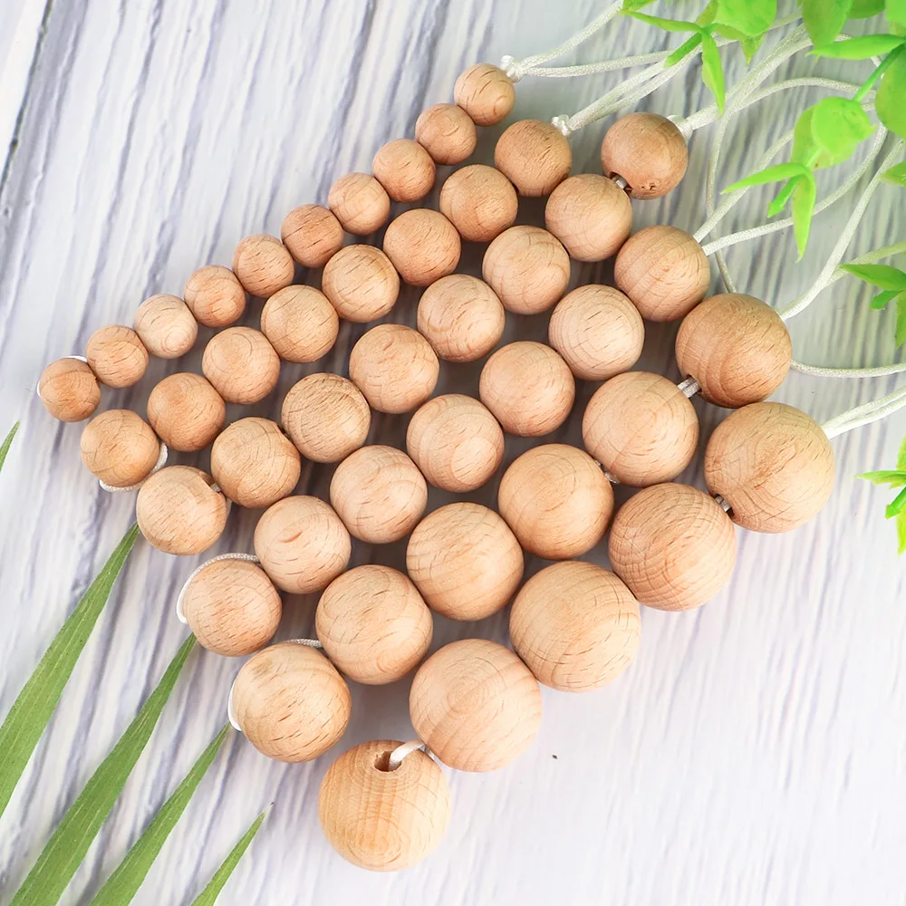 100-200pcs/Lot Beech Woodwork Round Beads Hexagonal Beads For Jewelry DIY Bracelet Necklace Pendant Etc Handmade Accessories - Image 3