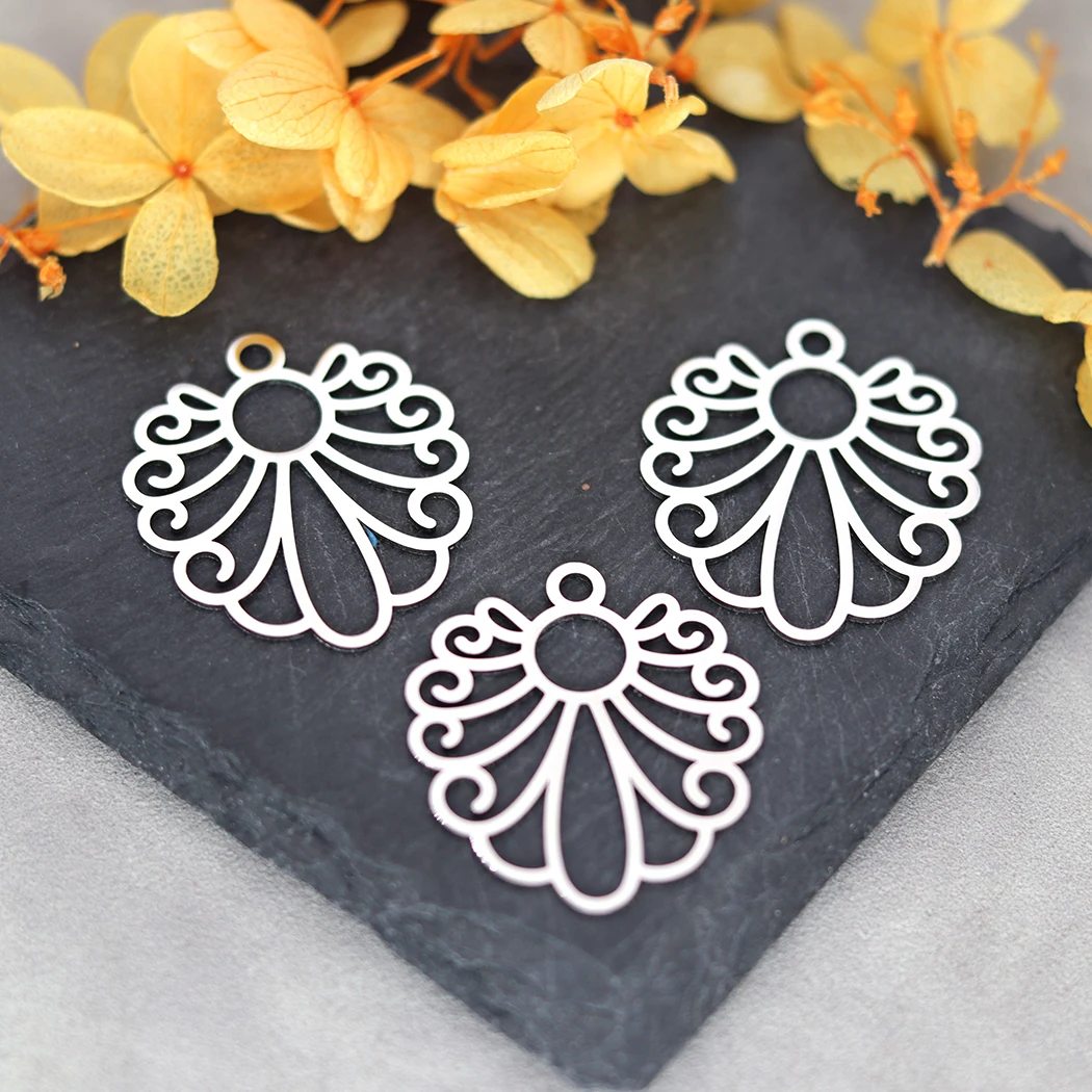 3pcs Owl Charms Diy Earrings Necklace Bracelet Stainless Steel Maple Leaves Feather Conch Round Circle Charms For Jewelry Making